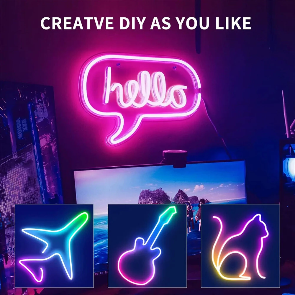 (image for) 5m 10m Smart Neon Strip RGB LED Neon Light Strip Kit IP67 Waterproof 24V 12W/M Ra92 Flexible LED Strip APP & Remote Control