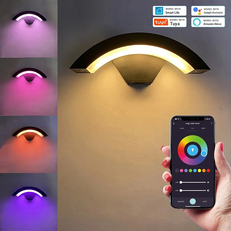 9W Arc Shape Tuya WiFi Wall Light RGBW Color Change and Dimming Works with Smart Life APP Google Home and Alexa Voice Control (image for) 9W Arc Shape Tuya WiFi Wall Light RGBW Color Change and Dimming Works with Smart Life APP Google Home and Alexa Voice Control